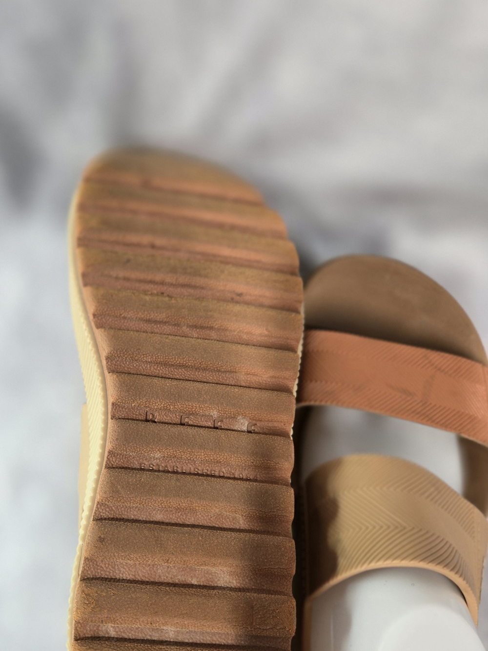 Reef Women's Two-strap Tan and Peach Platform Sandals - Picture 6 of 6